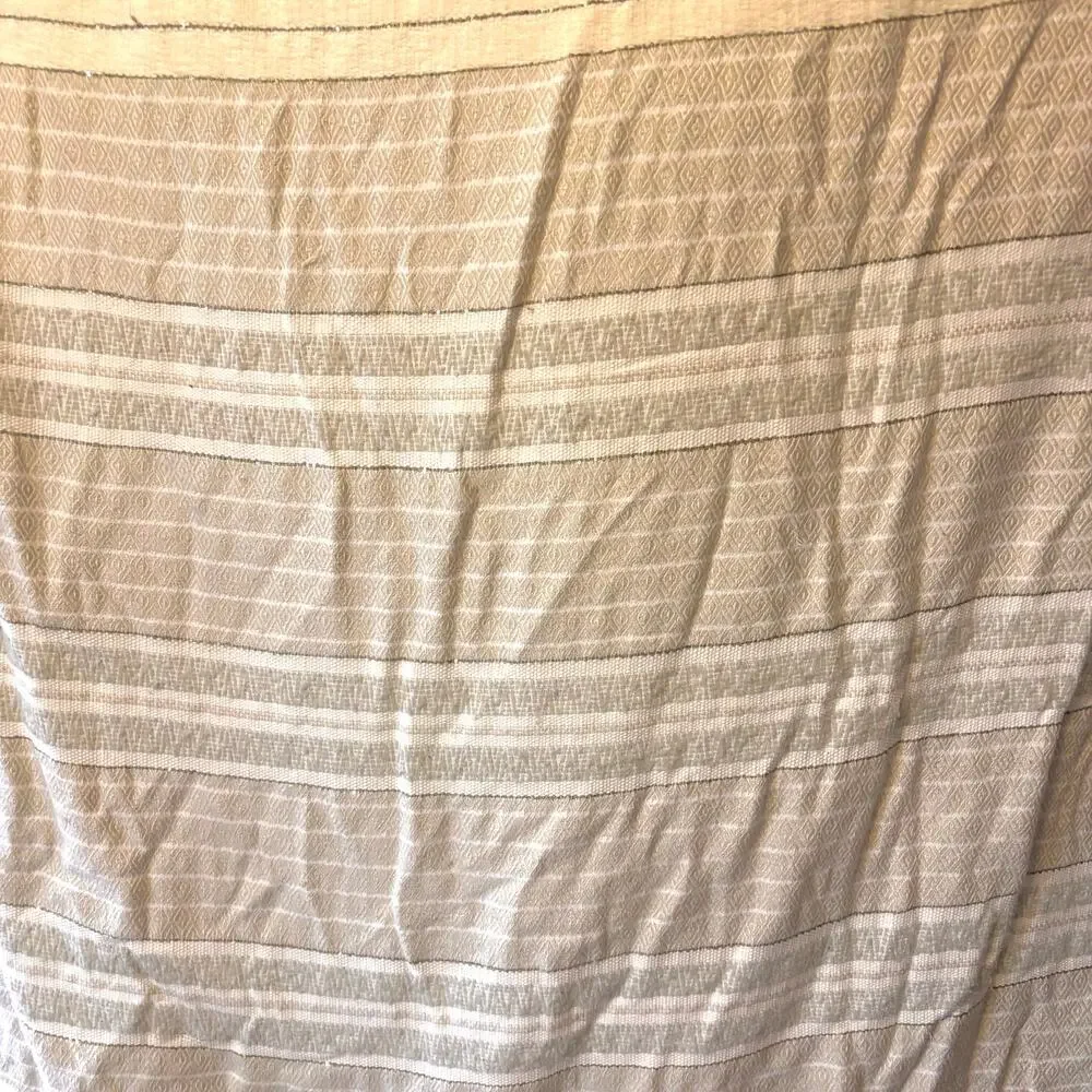 Anthropologie Woven Koseling Striped Duvet Queen Cream, Gold